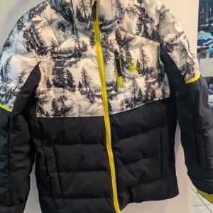 Spyder Kids' Black and White Jacket and Bibs set, size 12